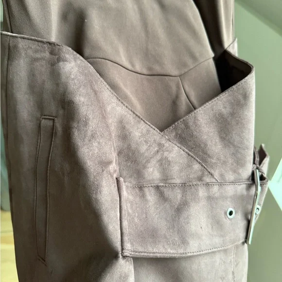 Zara Chocolate FAUX SUEDE PLAYSUIT DRESS NWT - Picture 6 of 8